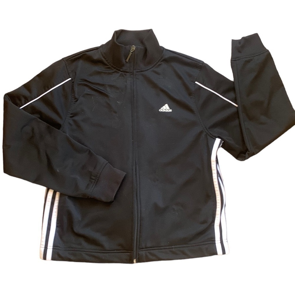 Adidas Three Stripe Black Track Jacket High‎ Collar Full Zip Size M